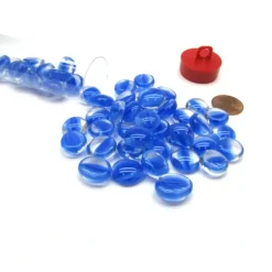 Board Games-Tube of 40 Glass Gaming Stones (12-15mm) - Dark Blue Catseye - Your Source for Gaming Essentials