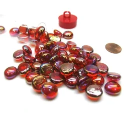 Board Games-Tube of 40 Glass Gaming Stones (12-15mm) - Crystal Red Iridized - Your Source for Gaming Essentials