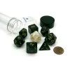 Dice-Tube of 7 Polyhedral RPG Sirius Dice with Bonus D20 - Solid Black, Gold Ink - Your Source for Gaming Essentials