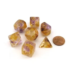 Dice-Unicorn Resin 16mm 7-Die Polyhedral Dice Set - Royal Sunset - Your Source for Gaming Essentials