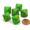 Dice>Vortex 15mm 8 Sided D8 Chessex Dice, 6 Pieces - Slime with Yellow - Your Source for Gaming Essentials