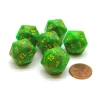 Dice>Vortex 20mm 20 Sided D20 Chessex Dice, 6 Pieces - Slime with Yellow Numbers - Your Source for Gaming Essentials