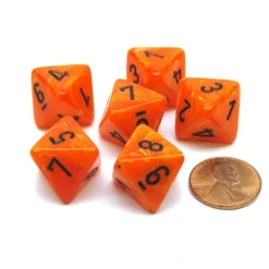 Dice-Vortex 15mm 8 Sided D8 Chessex Dice, 6 Pieces - Orange with Black - Your Source for Gaming Essentials