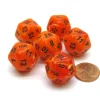 Dice-Vortex 20mm 20 Sided D20 Chessex Dice, 6 Pieces - Orange with Black Numbers - Your Source for Gaming Essentials