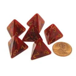 Dice-Vortex 18mm 4 Sided D4 Chessex Dice, 6 Pieces - Red with Yellow - Your Source for Gaming Essentials