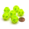 Dice>Vortex 18mm 12 Sided D12 Chessex Dice, 6 Pieces - Electric Yellow with Green - Your Source for Gaming Essentials
