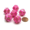 Dice>Vortex 18mm 12 Sided D12 Chessex Dice, 6 Pieces - Pink with Gold - Your Source for Gaming Essentials