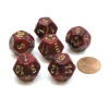 Dice>Vortex 18mm 12 Sided D12 Chessex Dice, 6 Pieces - Burgundy with Gold - Your Source for Gaming Essentials