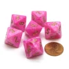 Dice>Vortex 15mm 8 Sided D8 Chessex Dice, 6 Pieces - Pink with Gold - Your Source for Gaming Essentials