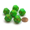 Dice-Vortex 18mm 12 Sided D12 Chessex Dice, 6 Pieces - Slime with Yellow - Your Source for Gaming Essentials