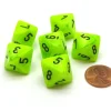 Dice>Vortex 15mm 8 Sided D8 Chessex Dice, 6 Pieces - Bright Green with Black - Your Source for Gaming Essentials