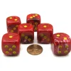 Dice-Vortex 20mm Big D6 Chessex Dice, 6 Pieces - Red with Yellow Pips - Your Source for Gaming Essentials