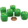 Dice-Vortex 20mm Big D6 Chessex Dice, 6 Pieces - Green with Gold Pips - Your Source for Gaming Essentials