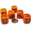 Dice-Vortex 20mm Big D6 Chessex Dice, 6 Pieces - Orange with Black Pips - Your Source for Gaming Essentials
