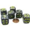 Dice-Vortex 20mm Big D6 Chessex Dice, 6 Pieces - Black with Yellow Pips - Your Source for Gaming Essentials