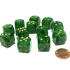 Dice>Vortex 16mm D6 Chessex Dice Block (12 Dice) - Green with Gold Pips - Your Source for Gaming Essentials