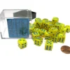 Dice-Vortex 12mm D6 Chessex Dice Block (36 Dice) - Yellow with Blue Pips - Your Source for Gaming Essentials