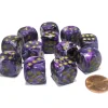 Dice>Vortex 16mm D6 Chessex Dice Block (12 Dice) - Purple with Gold Pips - Your Source for Gaming Essentials