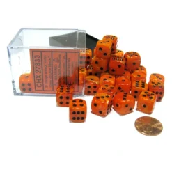 Dice-Vortex 12mm D6 Chessex Dice Block (36 Dice) - Orange with Black Pips - Your Source for Gaming Essentials