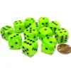 Dice>Vortex 16mm D6 Chessex Dice Block (12 Dice) - Bright Green with Black Pips - Your Source for Gaming Essentials