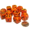 Dice-Vortex 16mm D6 Chessex Dice Block (12 Dice) - Orange with Black Pips - Your Source for Gaming Essentials