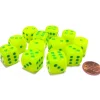 Dice>Vortex 16mm D6 Chessex Dice Block (12 Dice) - Bright Electric Yellow with Green - Your Source for Gaming Essentials