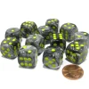 Dice-Vortex 16mm D6 Chessex Dice Block (12 Dice) - Black with Yellow Pips - Your Source for Gaming Essentials