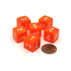Dice-Vortex 15mm D6 Polyhedral Chessex Dice, 6 Pieces - Solar with White Numbers - Your Source for Gaming Essentials