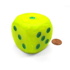 Dice-Vortex 50mm Huge Large D6 Chessex Dice, 1 Piece - Electric Yellow with Green Pip - Your Source for Gaming Essentials