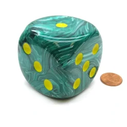Dice-Vortex 50mm Huge Large D6 Chessex Dice, 1 Piece - Malachite Green with Yellow - Your Source for Gaming Essentials