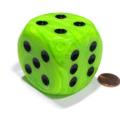 Dice-Vortex 50mm Huge Large D6 Chessex Dice, 1 Piece - Green with Black Pips - Your Source for Gaming Essentials