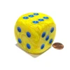 Dice-Vortex 50mm Huge Large D6 Chessex Dice, 1 Piece - Yellow with Blue Pips - Your Source for Gaming Essentials
