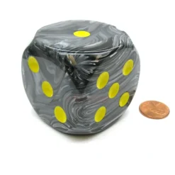 Dice-Vortex 50mm Huge Large D6 Chessex Dice, 1 Piece - Black with Yellow Pips - Your Source for Gaming Essentials