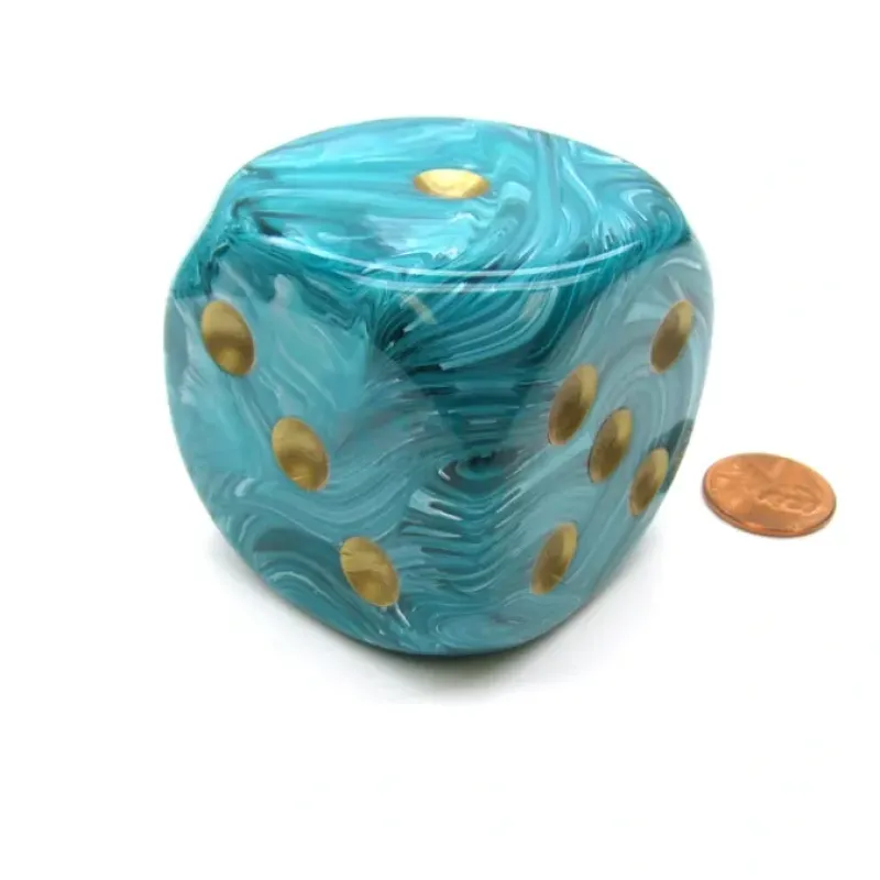 Dice-Vortex 50mm Huge Large D6 Chessex Dice, 1 Piece - Teal with Gold Pips - Your Source for Gaming Essentials