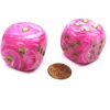 Dice-Vortex 30mm Large D6 Chessex Dice, 2 Pieces - Pink with Gold Pips - Your Source for Gaming Essentials