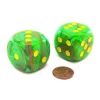 Dice-Vortex 30mm Large D6 Chessex Dice, 2 Pieces - Slime with Yellow Pips - Your Source for Gaming Essentials
