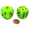 Dice-Vortex 30mm Large D6 Chessex Dice, 2 Pieces - Bright Green with Black Pips - Your Source for Gaming Essentials