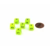 Dice-Vortex 9mm Mini 6 Sided D6 Dice, 6 Pieces - Bright Green with Black Numbers - Your Source for Gaming Essentials