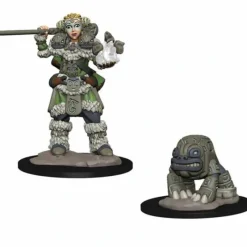 Tabletop Miniatures-WizKids Wardlings Painted Miniatures: (W1) Girl Druid & Stone Creature - Your Source for Gaming Essentials