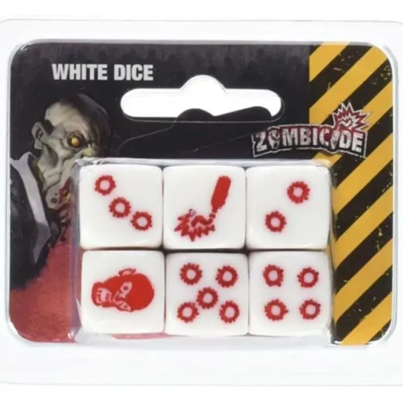 Dice-Zombicide: 6 Pack of White Dice with Red Pips - Your Source for Gaming Essentials